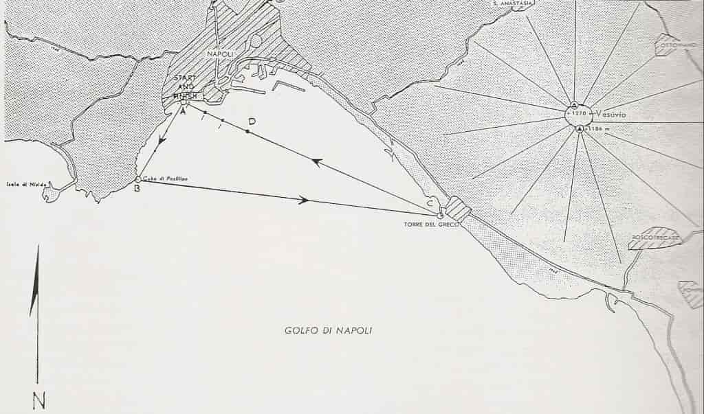 Карта маршрута гонки на Кубок Шнейдера в Неаполе – 1922 г.